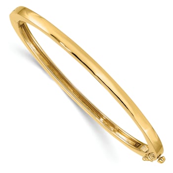 14k Yellow Gold 3.6mm Polished Solid Hinged Bangle
