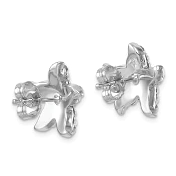 Rhodium Over Sterling Silver White Crystal Starfish Post Earrings