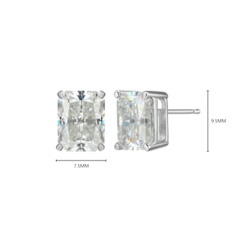 Emerald Cut Moissanite Platineve Stud Earrings 5.04ctw DEW