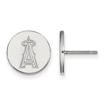 Rhodium Over Sterling Silver MLB LogoArt Los Angeles Angels Post Earrings