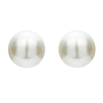 Pear Shape Pearl Simulant Stud Earrings In Sterling Silver
