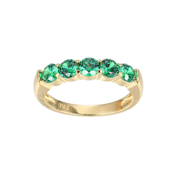 Green Cubic Zirconia 18k Yellow Gold Over Sterling Silver Ring 1.98ctw