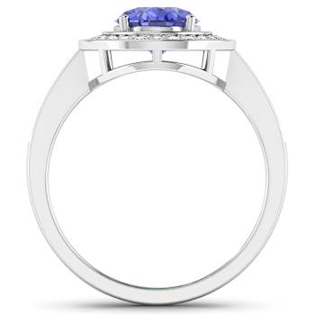1.63ctw Violet Tanzanite and Diamond 14K White Gold Halo Ring