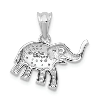 Rhodium Over 14k White Gold Diamond Elephant Pendant