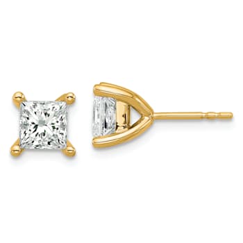 Princess Cut White Lab-Grown Diamond G-H SI 14K Yellow Gold Solitaire
Stud Earrings 3.00ctw