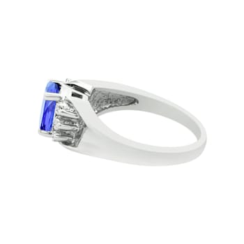 14K White Gold Oval Tanzanite and Diamond Ring, 1.50ctw