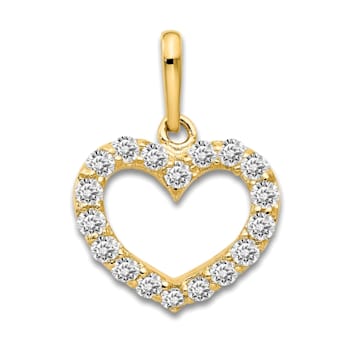 14K Yellow Gold Cubic Zirconia Children's Heart Pendant