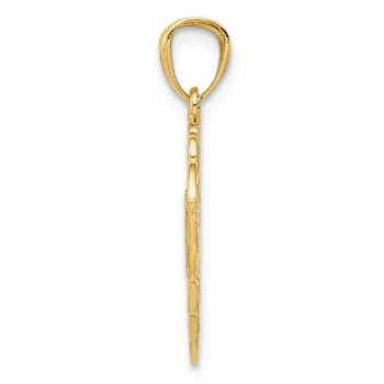 14K Two-tone Gold  Textured and Diamond-Cut Sweet 16 in Heart Pendant