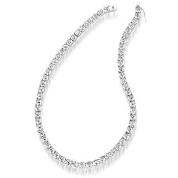 CZ Tennis Necklace In Sterling Silver 16 Inch