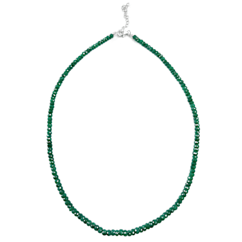 Emerald Beaded Sterling Silver Necklace 75.00ctw