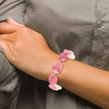 Sterling Silver Pink Agate/Pink/Jade/Rose Quartz/Crystal Bracelet