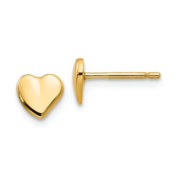 14k Yellow Gold 6mm Heart Stud Earrings
