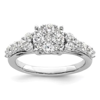 Rhodium Over 14K White Gold Lab Grown Diamond VS/SI GH, Cluster Ring 1.028ctw