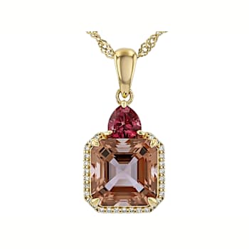 Color-Change Gemstone, Rhodolite And White Zircon Pendant Necklace In
18K Gold Over Sterling Silver 4.00ctw