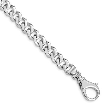 Rhodium Over 14k White Gold 8mm Hand-polished Fancy Link Bracelet