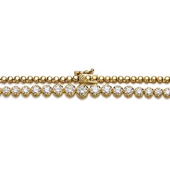 CZ Graduated Tennis Necklace In 14K Gold Over Sterling Silver