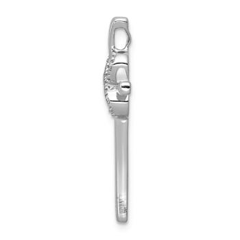 Rhodium Over 14k White Gold Diamond Infinity Cross Chain Slide Pendant