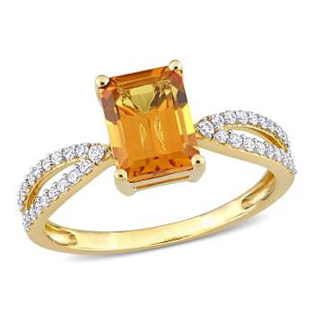 Madeira Citrine and Diamond 14K Yellow Gold Ring 1.7ctw