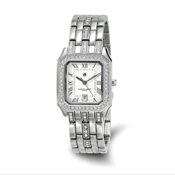 Charles Hubert Ladies Stainless 26x32mm Crystal Bezel Watch