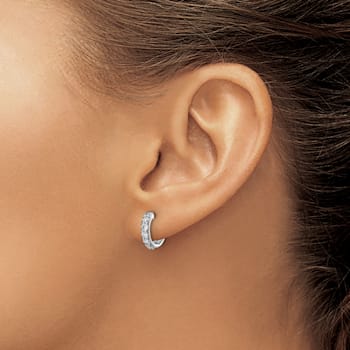 Rhodium Over 14K White Gold Lab Grown Diamond SI1/SI2, G H I, Hinged
Hoop Earrings