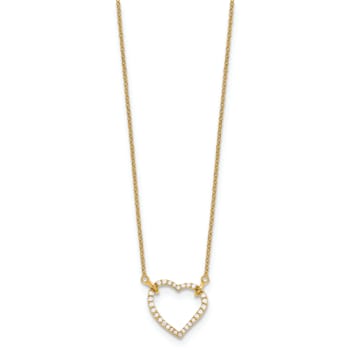 14K Yellow Gold Lab Grown Diamond Heart Pendant Necklace