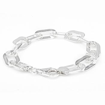 Wide Paperclip Link Bracelet In Sterling Silver