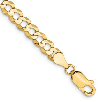 14k Yellow Gold 4.7mm Flat Cuban Chain Bracelet