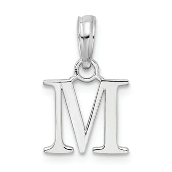 Sterling Silver Polished Block Initial -M- Pendant