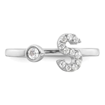 Rhodium Over 14K White Gold Lab Grown Diamond VS/SI GH, Initial S
Adjustable Ring