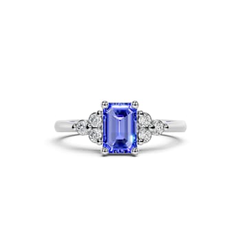 14K White Gold Tanzanite and Diamond Ring 0.59 ctw
