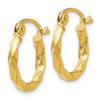 14k Yellow Gold 3/8" Twist Polished Hoop Earrings