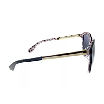 Kate Spade Karlena Black Pattern Round Frames / Gray Lenses Sunglasses