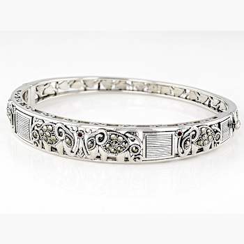 Artisan Inspired Bangle With Marcasite Elephant Design In Sterling
Silver 0.52ctw