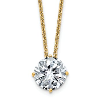 14K Yellow Gold 2 ct. 8.0mm Round G H I True Light Moissanite Solitaire
Pendant with Chain