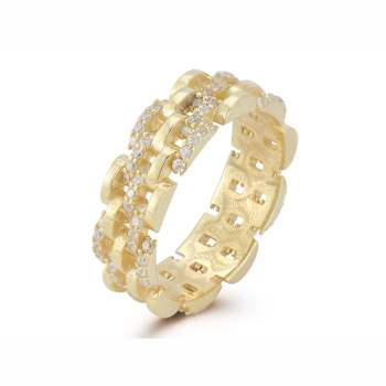 Sterling Statements 14K Yellow Gold Over Sterling Silver CZ Spiral Band Ring