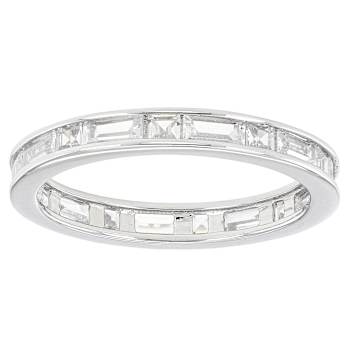 CZ Eternity Band Ring Set of 5 in Rhodium Over Sterling Silver