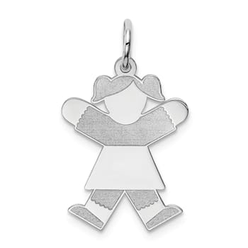 Rhodium Over 14k White Gold Satin Girl Joy Charm