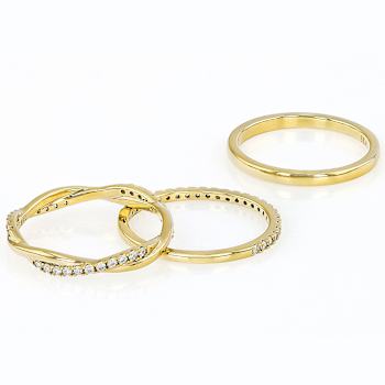 Moissanite Stackable Set Of 3 Rings In 14K Gold Over Sterling Silver