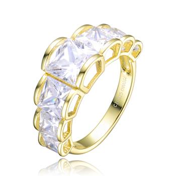 Princess-Cut CZ Cocktail Band Ring In 14K Gold Over Sterling Silver