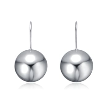 Polished Ball Drop Earrings In Rhodium Over Brass