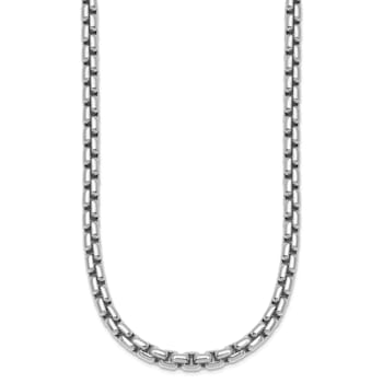 Rhodium Over Sterling Silver 6.0mm Box 20 Inch Chain