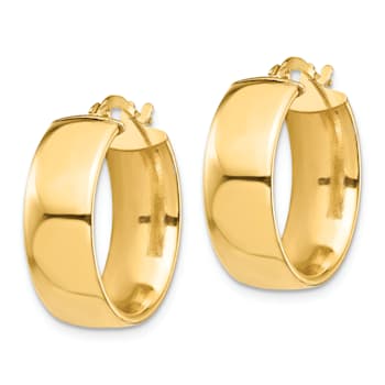 14k Yellow Gold High Polished 13/16" Hoop Earrings