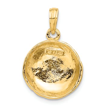 14k Yellow Gold Polished and Textured Open-backed Volleyball Pendant