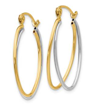 14k Yellow Gold and 14k White Gold 9/16" Oval Hoop Earrings