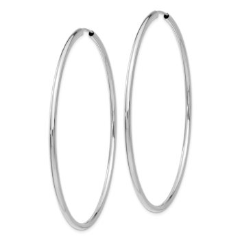 Rhodium Over 14k White Gold Polished 2 3/8" Endless Hoop Earrings