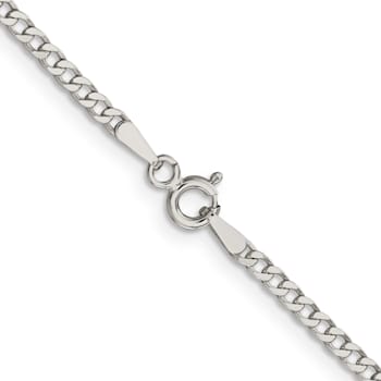 Sterling Silver 2.3mm Beveled Curb Chain Bracelet