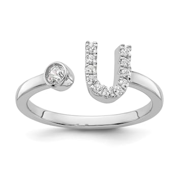 Rhodium Over 14K White Gold Lab Grown Diamond VS/SI GH, Initial U
Adjustable Ring