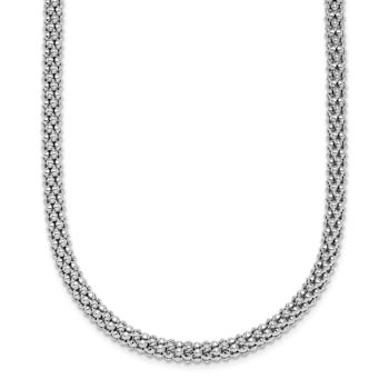Rhodium Over Sterling Silver 4.5mm Popcorn Mesh 24 Inch Chain