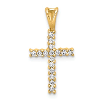 14k Yellow Gold Diamond Latin Cross Pendant
