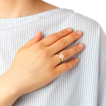 Blush Pearl Ring In 14K Gold Over Sterling Silver